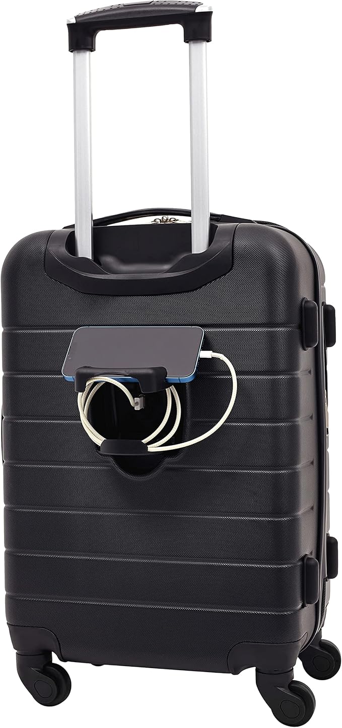 Wrangler Smart Spinner Hardside Luggage, 2 Piece Set, Black