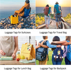 Luggage Tags for Suitcases, 2 Pack Cute PU Leather Luggage Tag TSA Approved with Stainless Steel Loop and Address Card Baggage Tag for Travel&Cruise Ships&Shipping Beachside Summer, by Chelmon