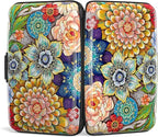 Credit Card Holder, Mini Aluminum Card Wallet RFID Blocking Slim Metal Hard Card Case for Women Men, Mandala Flower