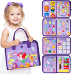 hahaland Busy Board Montessori Toys - 3 Year Old Girl Gifts Bithday Gift Ideas 3rd - 8 in 1 Preschool Learning Activities - Educational Toys Little Girls Age 3 Travel Busy Book for Airplane Car Rides
