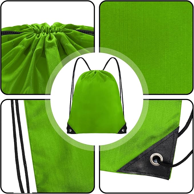 Grneric Drawstring Bags Bulk 14 Pcs Drawstring Backpack Bulk Cinch Bag Sackpack for Men Women Gym (Green)