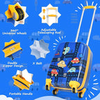 GYMAX 2Pc Kid Carry On Luggage Set, 12" & 18" Kids Suitcase with 4 Spinner Wheels, Travel Rolling Trolley