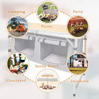 CampLand Outdoor Folding Table Aluminum Lightweight Height Adjustable with Storage Organizer for BBQ, Party, Camping