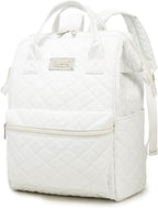 Kinmac Wide Open Style Laptop Backpack College Travel Outdoor Backpack For Laptop Up to 15.6 Inch (White Embroidery)