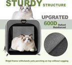 GAPZER Cat Carrier 18x11x11 Top Load Soft Pet Travel Bag Over 15 lbs, Collapsible Small Dog Puppy Crate 10 Pounds, Small Animal Rabbit Kennel Carrying Case, Kitten Mesh Cage Medium Cat Under 25 Grey