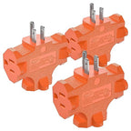3-Pack 3 Way Plug Adapter, ETL Listed 3 Outlet Grounded Wall Outlet Splitter, 3 Prong Multi Outlet Adapter, 15A 125V 1875W, Power Splitter for Home, Office or Travel, Orange.