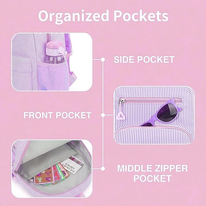 Mini Toddler Backpack for Girls 2-4, Cute Personalized Preschool Kindergarten Backpack for Kids Birthday Gifts (Purple S)