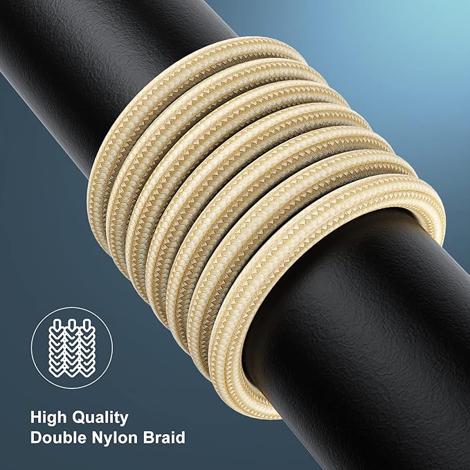 Essri for Phone Charger Cord 3FT 2Pack, USB to L Cable 3 Feet, Nylon Braided Long Charging Cable 3 Foot Compatible with iPhone 14/13/12/11/X/XS/XR/18/Pad - Gold