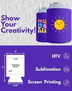 PartyPrints 25 Pack Purple Blank Can Cooler Sleeves, Customizable Bulk Insulated Foam for Beer, Collapsible Plain Drink Holder, Cold Soda Insulator, 12oz Regular, 16oz Tall Cans