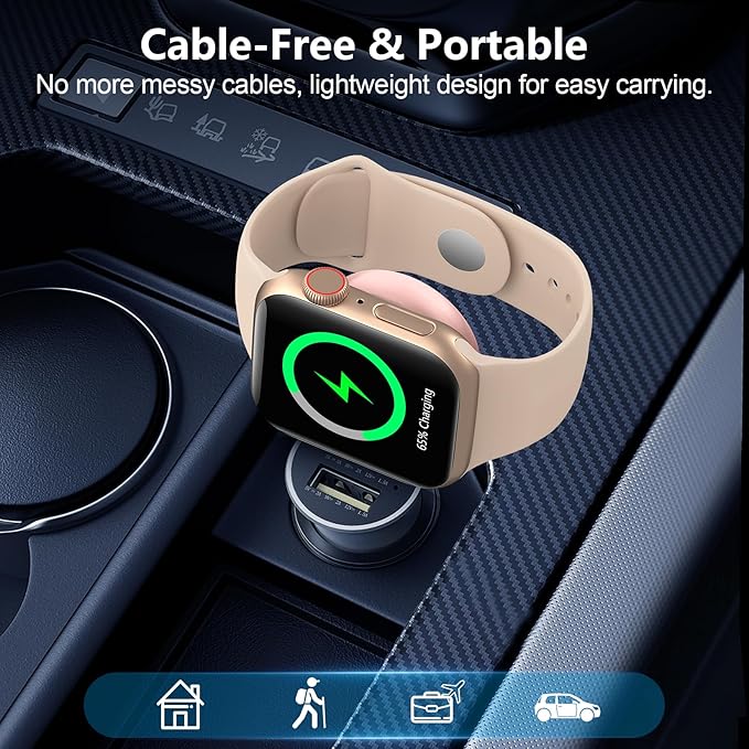 2025 Upgrade for Apple Watch Charger,Magnetic Portable USB C & USB A Fast Wireless Charging Travel iWatch Charger for iWatch Ultra2/Ultra/SE2/SE Series 10/9/8/7/6/5/4/3/2/1