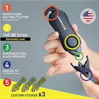 Stinger Personal Alarm Keychain Emergency Tool, Safety Panic Alarm Siren, Seat Belt Cutter, Glass Breaker, Security Device for Women Men Kid, Design in USA (Shark)