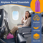 Airplane Footrest Hammock, Adjustable Foot Rest for Long Flights - Travel Must-Haves and Travel Essentials,Portable Airplane Gadgets for Flying Comfort(Rose Red,1 Pack)