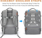 Lumesner Carry on Travel Backpacks, Extra Large 40L Flight Approved Bag for Men & Women,Expandable Suitcase Backpack With 4 Packing Cubes,Water Resistant Luggage Daypack Business Weekender Bag, Grey