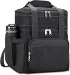 holuxer Insulated Lunch Bag & Lunch Box for Men - Double Deck Reusable Lunch Bag for Women Tote Cooler Bag Leakproof Soft Expandable - Large Lunchbox for Work/Adult/Picnic/Outdoor (Black，15L)