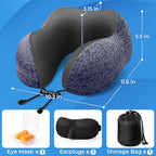 ExploreBliss Travel Pillow, Travel Pillows for Sleeping Airplane, Neck Pillow Airplane, Memory Foam Neck Pillow Set with Eye Mask, Earplugs and Storage Bag -Mottled Blue