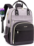LOVEVOOK Backpack for Women,Laptop Backpack Women,Fits 17 Inch Laptop Bag,School Backpacks,Fashion Travel Work Anti-theft Bag,Waterproof Business Computer College Backpack Purse,Grey-Black-Balck