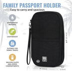 BOACAY Travel Document Organizer with RFID, Family Passport Holder, Wallet for Women & Men, Portable & Waterproof Case for Cards, Boarding Pass, Money