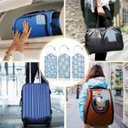 3 PCS Vintage Groovy Flowers Luggage Tags,Suitcase Tags Privacy Cover ID Label with Stainless Steel Loop and Address Card for Travel Bag Suitcase