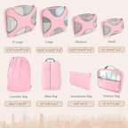 Shacke Packing Cubes for Travel 8 Set - Premium Luggage Organizer Bags - Versatile Travel Organizer for Women and Men - Optimized Packing Bags - Travel Essentials (Summer Pink)