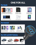 [4 in 1] USB C Car Charger, 4-Port 90W Super Fast Charging Cigarette Lighter Adapter, Dual 45W USBC & USB-A Multiport Car Phone Charger Accessories for iPhone 17 16 15 14 13 12, iPad, Galaxy, Tablet