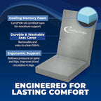 Stratos, Pure Cooling Memory Foam Seat Cushion, Ergonomic Support, Portable for Airplanes, Office Chairs, Cars, and Trains, Pressure Relief