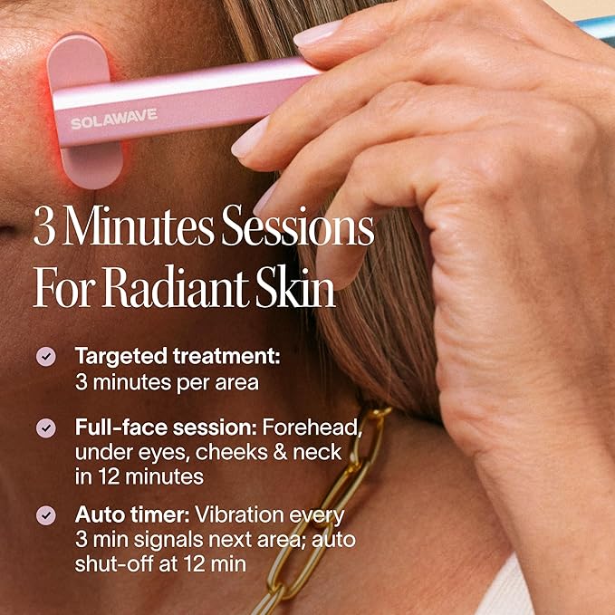 Solawave 4-in-1 Red Light Therapy Wand for Face & Neck | Beauty Device with Galvanic Current, Massager & Warmth | Anti-Aging, Wrinkle Reduction, Skin Tightening, Depuffing & Rejuvenation (Ombre)