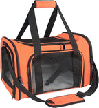Soft Sided Carrier for Small Medium Cats Dogs,Removable Pad Collapsible Travel Pet Carrier Large Orange