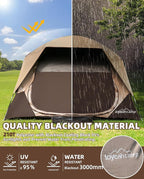 4/6 Person Blackout Camping Tent, Easy Setup Waterproof Family Dome Tent for Camping with Rainfly, Portable Double Layer Large Family Tent for Outdoor Camping&Hiking