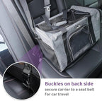 Wakytu Pet Carrier for Medium Large Cats and Dogs, Dog Carrier Travel Bag with Adequate Ventilation, 5 Mesh Windows, 3 Entrance, Locking Safety Zippers, Padded Shoulder and Carrying Strap, Large