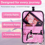 Airplane Seat Storage Pocket, International Travel Essentials,Airplane Pocket Organizer, Airplane Travel Accessories,Removable Toiletry Bag Designed (pink)
