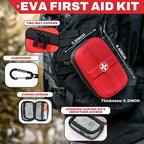 RHINO RESCUE EVA First Aid Kit, Small Waterproof Emergency Hiking First Aid Kit for Backpacking, Medical Kit for Travel, Home, Car, College Dorm Room, Camping, Boat, Back to School (Red)