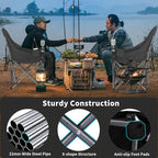 Bolosy 2 Pack Oversized Camping Chairs for Adults Heavy Duty Padded Portable Lawn Chairs Outdoor Folding Chairs XL Camp Chairs with Cup Holder Suproot 500 lbs, Gray Plaid