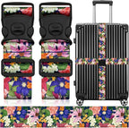 2 Pack Luggage Straps for Suitcases, Adjustable Travel Belt with Double Lock and Quick Release Buckle, Heavy Duty Nylon Bag Packing Strap, Bright Identifiers Business Travel Accessories-Flower Garden