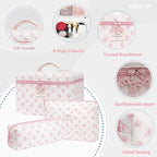 Makeup Bag,Quilted Cosmetic Bags,Large Floral Make Up Organize bag,Makeup Bag Set for Women,Flower Travel Toiletry Bag