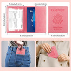 Passport Holder for Travel Men Women - Passport Cover, Passport Wallet Case Travel Essentials Travel Must Haves Accessories Blocking Leather Card Slot Protector for Stocking Stuffers Gifts, Pink