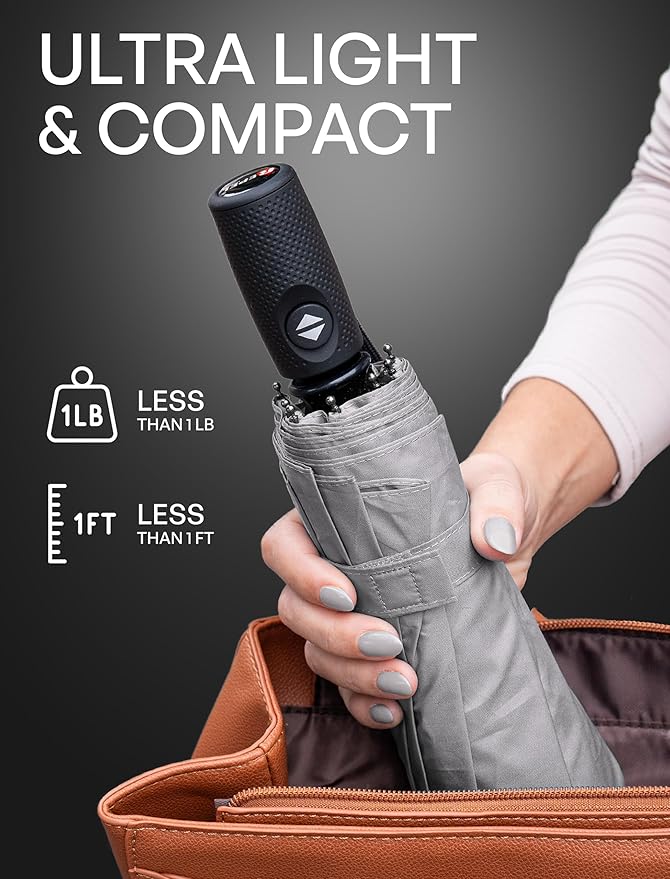 Repel Windproof Travel Umbrella - Compact & Withstands Winds up to 100MPH , Strongest Premium Auto Folding Umbrella for Rain and Sun - Durable, Light & Portable for Women & Men , Fits Backpack & Cars