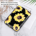 ELFISH Mini RFID Aluminum Wallet Credit Cards Holder Business Card Case Metal ID Case for Men Women (Yellow sunflower)