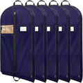 BALEINE 5PK Heavy Duty Garment Bag with Shoe Storage Travel Bag for Dresses, Suit, Coats Travel Essential (60", Blue)