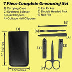 Made Easy Kit Portable Nail Clipper Set – 6-Piece Travel Manicure Kit for Men & Women – Includes Nail Clippers, Scissors, File & Grooming Tools in Compact Zip Pouch (Black)