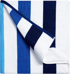 Bornbay Cotton Oversized Beach Towel - Extra Large 40"X70" Plush Thick Pool Towel, XL Fluffy Multi Blue Beach Towels Stripe Swimming Towel for Adults Mens Women