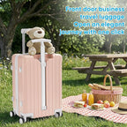 TABU 20" Carry on Luggage with Seat for Kids & Adults，Front-Opening Hardshell Carry On Suitcase with Double Handles & TSA Lock, Pink