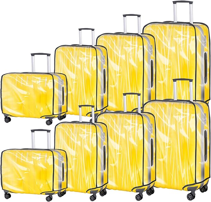 Reginary 8 Pieces Clear Luggage Cover PVC Waterproof Suitcase Cover Protector for Luggage Spinner Wheels Suitcase(18 Inches, 20 Inches, 24 Inches, 28 Inches)
