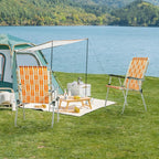 Folding Patio Lawn Webbed Chair Set of 2, Portable Outdoor Beach Chair for Adults, Camping Chair Steel Frame 300lbs Capacity for Yard, Garden Dining, Party, Picnic, 20.7" Seat Width