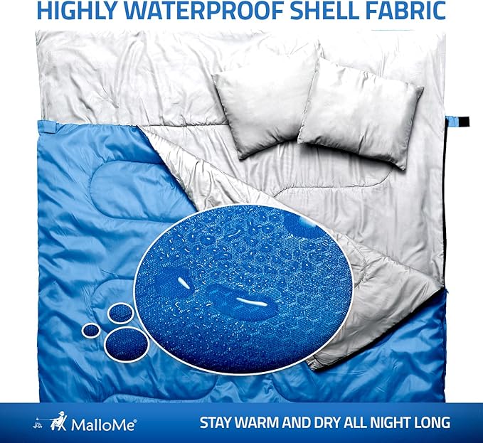 MalloMe Sleeping Bags for Adults Cold Weather & Warm - Backpacking Camping Sleeping Bag for Kids 10-12, Girls, Boys - Lightweight Compact Camping Essentials Gear Accessories Hiking Sleep Must Haves