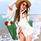 KALIDI Upgrade Version Beach Mesh Tote Bag MAX 27L Large capacity,Shoulder Bag Nylon Hobo Women Casual Foldable Beach Picnic
