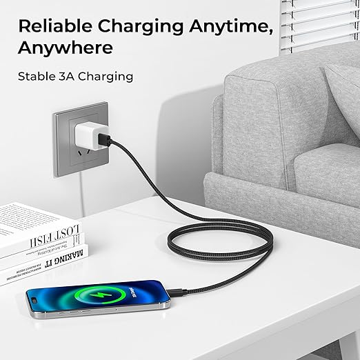 Basesailor for iPhone 17 16 Pro Max Charger Cord,USB to USB C Cable,Type C Charging Power Cord for Apple 17e 15 iPad 10 Air 4 5,Samsung Galaxy S26 S25 S24 S23,Black,2Pack 10FT(3M)