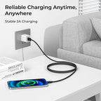 Basesailor for iPhone 17 16 Pro Max Charger Cord,USB to USB C Cable,Type C Charging Power Cord for Apple 17e 15 iPad 10 Air 4 5,Samsung Galaxy S26 S25 S24 S23,Black,3Pack 3.3/6.6/10FT(1/2/3M)