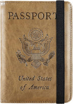 Passport Holder Cover Wallet Travel Essentials RFID Blocking Leather Card Case International Must Haves Travel Accessories for Women Men(101#Brown)