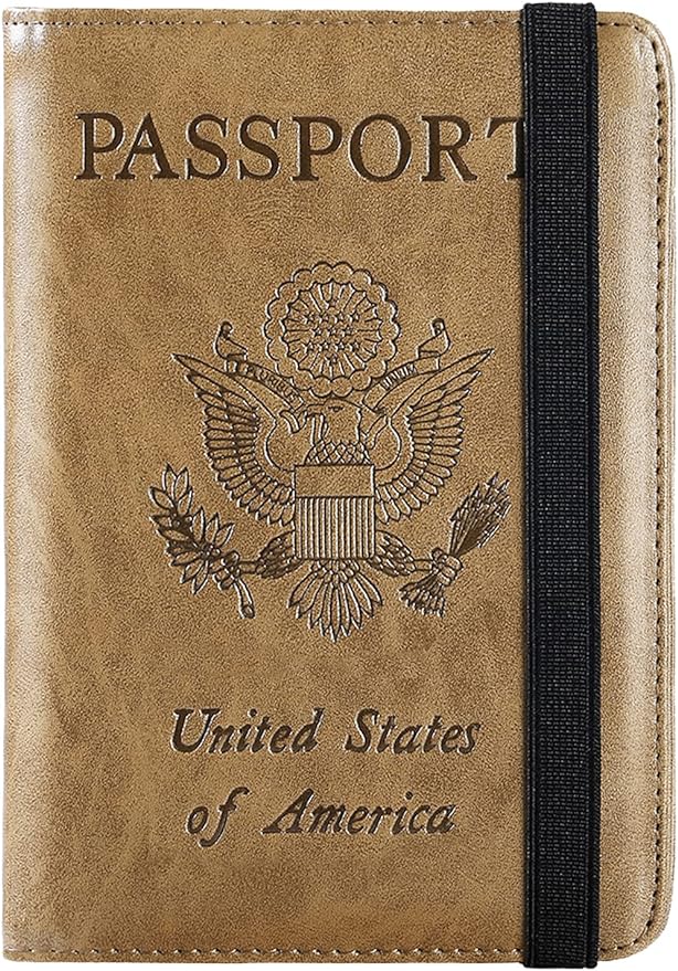 Passport Holder Cover Wallet Travel Essentials RFID Blocking Leather Card Case International Must Haves Travel Accessories for Women Men(101#Brown)