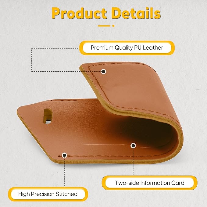 Travelambo 16 Pack Luggage Tags for Suitcases Privacy Protection Bag Tags Faux Leather Travel Accessories Essential, Yellowish Brown